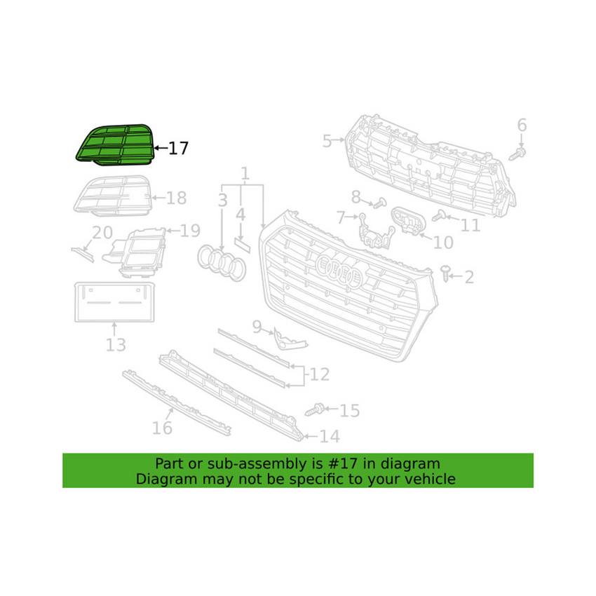 Audi Grille - Front Passenger Side 80A807680MRU6